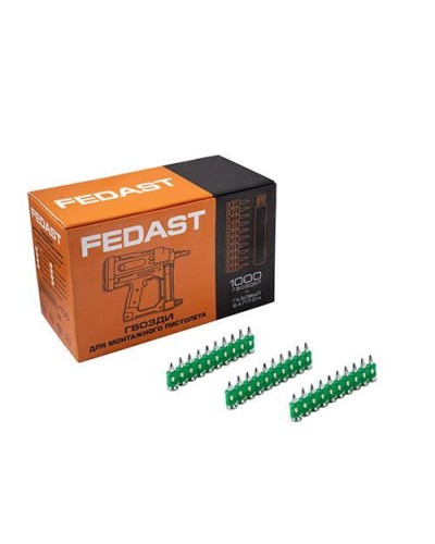 Гвозди 3.0*19 мм усиленные для монтажного пистолета (1000 шт/уп) FEDAST fd3019eg в Чебоксарах Крепеж: Дюбели, шурупы, саморезы Pintop.ru
