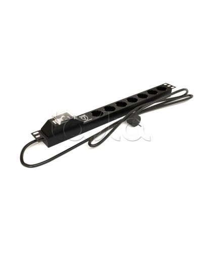 Блок розеток горизонтальный черн Hyperline (SHE19-7SH-BF-2.5EU) в Чебоксарах Блоки розеток Pintop.ru