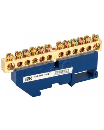 Шина N ноль на DIN-изоляторе ШНИ-8х12-12-Д-С IEK (YNN10-812-12D-K07) в Чебоксарах Клеммные колодки Pintop.ru