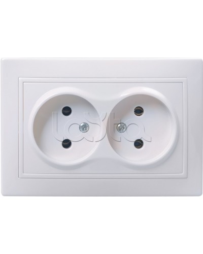 Розетка РС12-2-КБ двухместная без заземляющего контакта без защитной шторки «Кварта», 2 модуля IEK ERK23-K01-10-DM в Чебоксарах Аксессуары для кабель-канала Pintop.ru