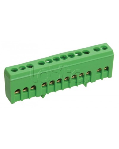 Шина ЗЕМЛЯ в корпусе изолированная на DIN-рейку ШНИ-6х9-12-К-З IEK YNN10-69-12KD-K06 в Чебоксарах Клеммные колодки Pintop.ru