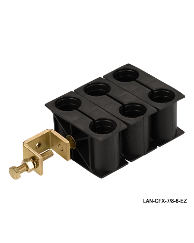 Комплект крепления для 6-ти коаксиальных кабелей диаметром 7/8, со струбциной LANMASTER LAN-CFX-7/8-6-EZ в Чебоксарах Аксессуары для стоек и шкафов Pintop.ru