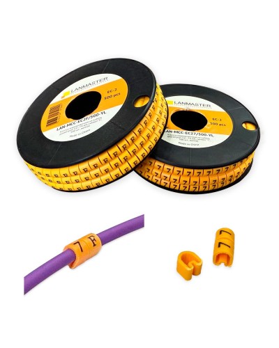 Клипса маркировочная на кабель диаметром 3.6–7.4 мм, символ 5, 500 шт., желтая LANMASTER LAN-MCC-EC25/500-YL в Чебоксарах Аксессуары для стоек и шкафов Pintop.ru