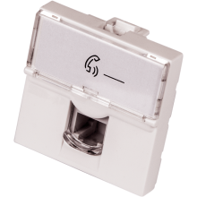 Вставка Mosaic 45x45, RJ-11, со шторкой и увеличенным окном маркировки LANMASTER LAN-SIP-23TEL-WH