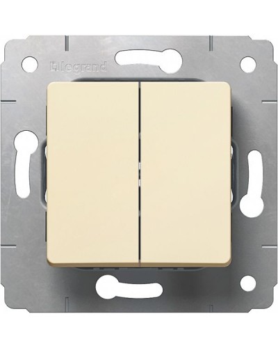 Выключатель двухклавишный автоматические клеммы 10 А 250 В слоновая кость Cariva Legrand 773758 в Чебоксарах Аксессуары для кабель-канала Pintop.ru