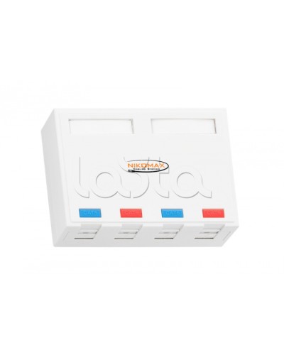 Корпус настенной розетки 4 порта NIKOMAX (NMC-MB4P-ST-WT) в Чебоксарах Аксессуары для кабель-канала Pintop.ru