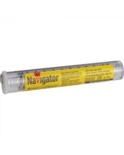 Припой Navigator 93 099 NEM-Pos01-61K-2-F10 (ПОС-61, колба, 2 мм, 10 гр) в Чебоксарах Аксессуары для кабель-канала Pintop.ru