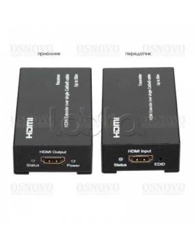 Комплект для передачи HDMI по одному кабелю витой пары CAT5e/6 до 50м OSNOVO TA-Hi/1+RA-Hi/1 в Чебоксарах Видеоусилители, Модуляторы, Делители Pintop.ru