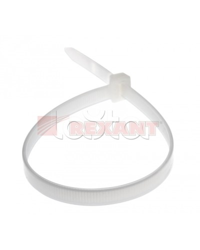 Хомут-стяжка нейлоновый, многоразовый 8x300 мм СКМ-300 белый (100шт/уп) REXANT 07-0309 в Чебоксарах Стяжки-хомуты Pintop.ru