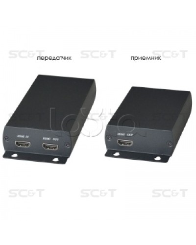 Комплект (передатчик + приёмник) для передачи HDMI по одному кабелю витой пары SC&T HE03 в Чебоксарах Видеоусилители, Модуляторы, Делители Pintop.ru