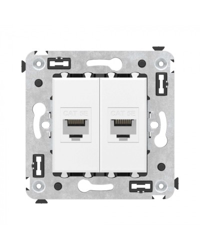 Компьютерная розетка RJ-45 без шторки в стену, кат.5е двойная, Avanti, Белое облако DKC 4400664 в Чебоксарах Розетки компьютерные и телефонные Pintop.ru
