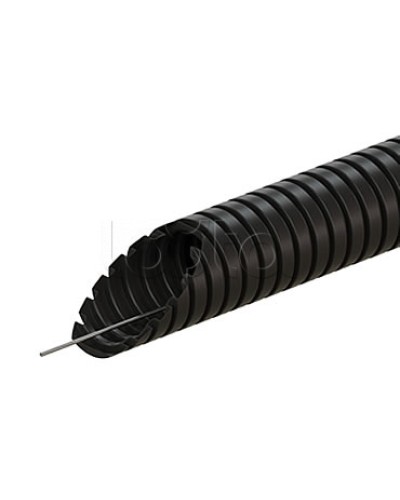 Труба ПВХ гофрир. легкая, с зондом диам 50мм (1шт = 15м), цвет чёрный Экопласт (10150-15BL) в Чебоксарах Труба гофрированная Pintop.ru