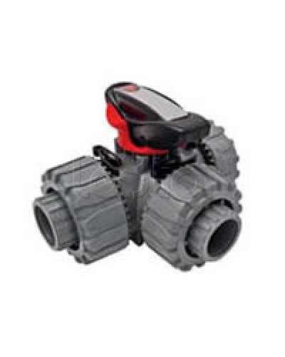 Кран шаровой трехходовой ПВХ D25, под клей Экопласт с муфтовым окончанием (49448) в Чебоксарах Повороты, муфты, тройники Pintop.ru