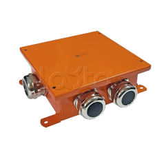 SMB120 Коробка металлическая, огн. E-110, о/п,120х120х60, 1 метал. гермоввод 14-22мм. + 3 метал. заглушки, IP66, 10P, (1,5-4 мм2), цвет оранж. Экопласт (56164E)