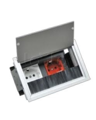 Люк настольный встраиваемый на 2 модуля (45х45мм) с крышкой, алюминий IP20 Экопласт 70042 в Чебоксарах Системы лючков и колонн Pintop.ru