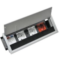 Люк настольный встраиваемый на 4 модулей (45х45мм) с крышкой, алюминий IP20 Экопласт 70044