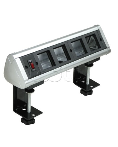 Блок настольный с выключателем нагрузки на 4 модуля (45х45мм) на струбцинах (алюминий) Экопласт 70314 в Чебоксарах Аксессуары для кабель-канала Pintop.ru