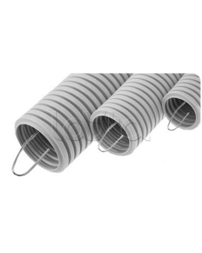 NR075 Усиленная двустен. труба ПНД гибкая, тип 750, SN24, с зондом, D75мм (50м) цвет красный Экопласт (821075) в Чебоксарах Труба гофрированная Pintop.ru