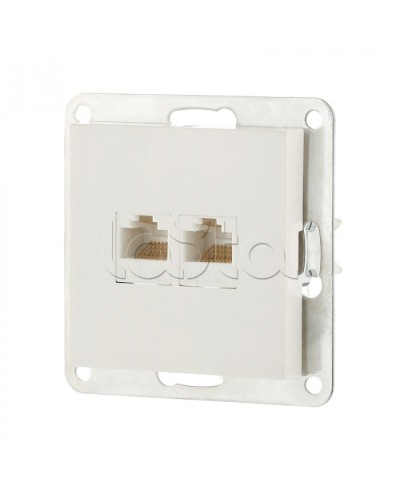 Розетка компьютерная двойная 2хRJ-45 кат.5е с накладкой (белый) LK80 Экопласт (846204-1) в Чебоксарах Розетки компьютерные и телефонные Pintop.ru