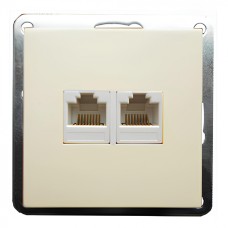 Розетка телефонная двойная 2хRJ-11 с накладкой (бежевый) LK60 (865601)