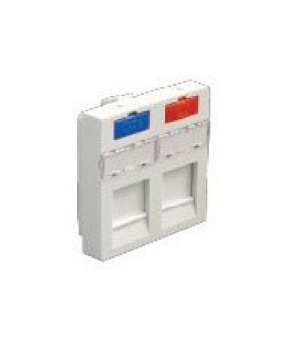 Лицевая панель (накладка) информационной розетки, 45х45 мм, 2 входа Экопласт (87002) в Чебоксарах Розетки компьютерные и телефонные Pintop.ru