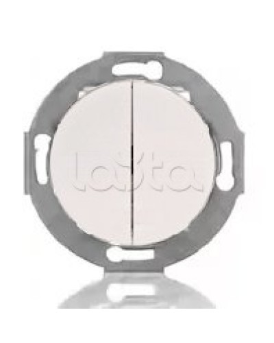 Выключатель двухклавишный Экопласт (схема 5) 10 A, 250 B (белый) Vintage в Чебоксарах Розетки компьютерные и телефонные Pintop.ru