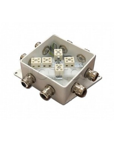 Коробка монтажная огнестойкая Гефест КМ-О (10к)-IP66-120х120, шесть вводов в Чебоксарах Распределительные коробки Pintop.ru