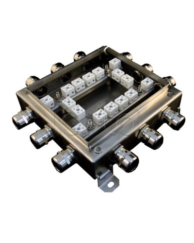Коробка монтажная огнестойкая Гефест КМ-О (32к*10,0)-IP66 2020нерж, 12 вводов 200х200х60 в Чебоксарах Распределительные коробки Pintop.ru