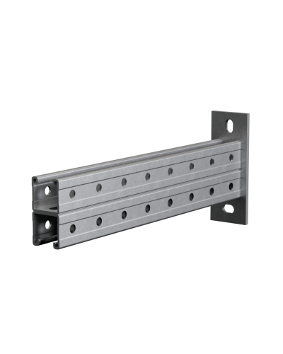 Страт-консоль двойная усиленная 41х41 L200 s:2,5 мм (тройная перфорация) HD85 КМ-профиль (2KSSU41-200 3P HD85) в Чебоксарах Аксессуары для лотков Pintop.ru