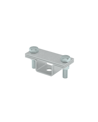 Универсальный держатель на мостовой опоре для полосы до 40 мм с 2 пластинами КМ-профиль (UDMO2-B40) в Чебоксарах Монтажные материалы Pintop.ru