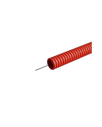 Труба гофрированная ПНД лёгкая d20 мм с зондом трудногорючая безгалогенная (HFFRLS), (уп. 100 м) КМ-профиль (KM-FRTG-20) в Чебоксарах Труба гофрированная Pintop.ru