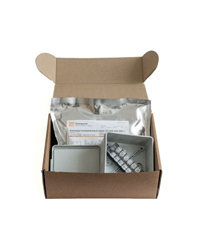 Коробка распред. двухкомп. (HF) 100х100х50 серая Промрукав (PR80.0178) в Чебоксарах Распределительные коробки Pintop.ru