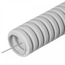 Труба гофрированная ПВХ тяжелая 750 Н серая с/з д25 (50м/2600м уп/пал) Промрукав (PR.0125415)