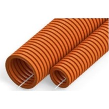 Труба гофрированная ПНД тяжёлая 750 Н безгалогенная (HF) оранжевая с/з д63 (15 м/360 м уп/пал) Промрукав (PR02.0213)