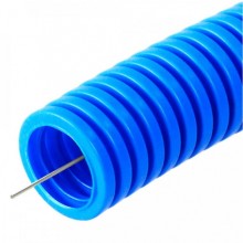 Труба гофрированная ПП лёгкая 350 Н не распространяющая горение синяя д20 (10м/уп) Промрукав (PR02.0252)