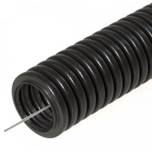 Труба гофрированная ПНД тяжёлая 750 Н безгалогенная (HF) стойкая к ультрафиолету черная с/з д25 (50м/2600м уп/пал) Промрукав (PR.022541)