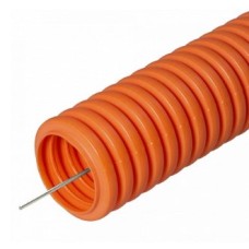 Труба гофрированная ПНД лёгкая 350 Н безгалогенная (HF) оранжевая с/з д25 (50м/2600м уп/пал) Промрукав (PR.022561)