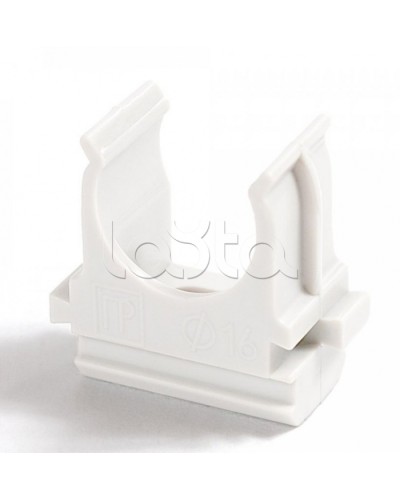 Крепёж-клипса для труб Полистирол белая д16 (100шт/2000шт уп/кор) Промрукав (PR.02716б) в Чебоксарах Держатели, клипсы, скобы Pintop.ru