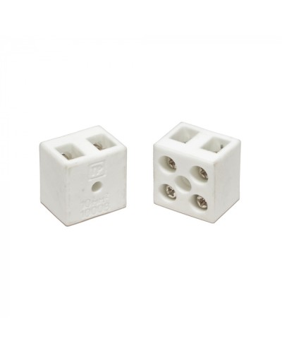 Клемма керамическая латунь 10 мм² 2 пары контактов с крепежным отверстием (5 шт/уп) Промрукав (PR08.7161) в Чебоксарах Аксессуары для кабель-канала Pintop.ru