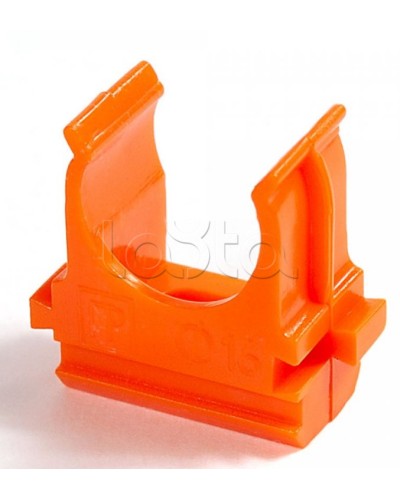 Крепёж-клипса для труб АБС-пластик оранжевая д20 в малой упаковке (10шт/1000шт уп/кор) Промрукав (PR13.0067) в Чебоксарах Держатели, клипсы, скобы Pintop.ru
