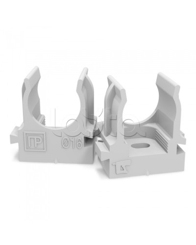 Крепеж-клипса для труб для монтажного пистолета серая в п/э д16 (100шт/1100шт уп/кор) Промрукав PR13.0119 в Чебоксарах Держатели, клипсы, скобы Pintop.ru