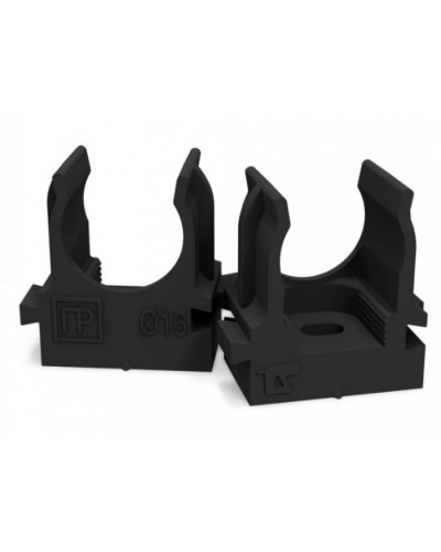 Крепеж-клипса для труб для монтажного пистолета черная в п/э д16 (100шт/1100шт уп/кор) Промрукав (PR13.0131) в Чебоксарах Держатели, клипсы, скобы Pintop.ru