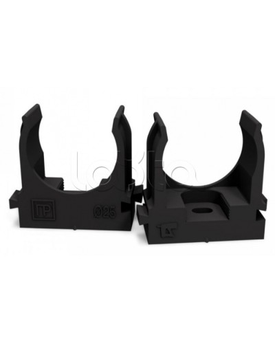 Крепеж-клипса для труб для монтажного пистолета черная в п/э д25 (100шт/700шт уп/кор) Промрукав (PR13.0133) в Чебоксарах Держатели, клипсы, скобы Pintop.ru