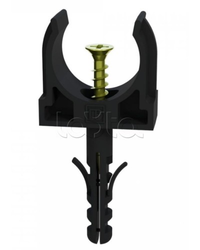 Крепеж-клипса с дюбелем и саморезом черная д25 в малой упаковке (10шт/450шт уп/кор) Промрукав (PR13.0313) в Чебоксарах Держатели, клипсы, скобы Pintop.ru