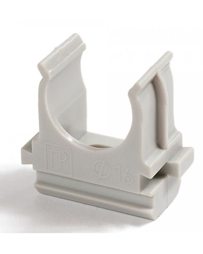 Крепёж-клипса для труб д16 безгалогенная (HF) атмосферостойкая серая (100шт/2000шт уп/кор) Промрукав (PR13.0344) в Чебоксарах Держатели, клипсы, скобы Pintop.ru