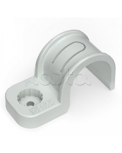 Крепеж-скоба пластиковая односторонняя для прямого монтажа серая в п/э д25 Промрукав (PR13.0370) в Чебоксарах Держатели, клипсы, скобы Pintop.ru