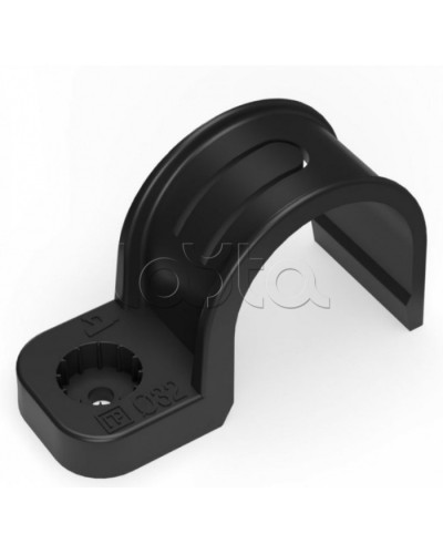 Крепеж-скоба пластиковая односторонняя для прямого монтажа черная в п/э д32 Промрукав (PR13.0375) в Чебоксарах Держатели, клипсы, скобы Pintop.ru