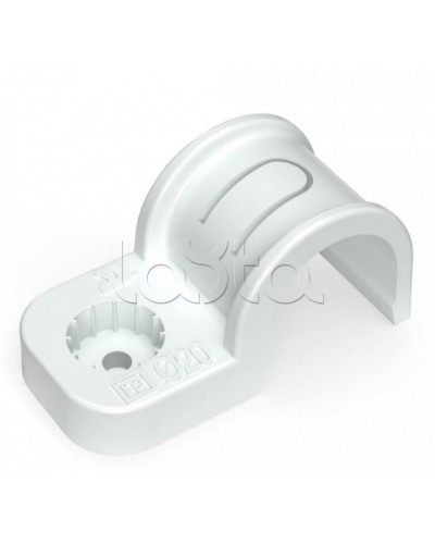 Крепеж-скоба пластиковая односторонняя для прямого монтажа белая в п/э д20 Промрукав (PR13.0377) в Чебоксарах Держатели, клипсы, скобы Pintop.ru