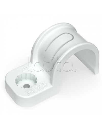 Крепеж-скоба пластиковая односторонняя для прямого монтажа белая в п/э д25 Промрукав (PR13.0378) в Чебоксарах Держатели, клипсы, скобы Pintop.ru