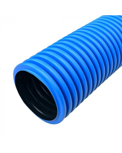 Труба гофрированная двустенная ПНД жесткая тип 1250 (SN26) синяя d110 мм 6м (36м/уп) Промрукав (PR15.01051) в Чебоксарах Труба гофрированная Pintop.ru